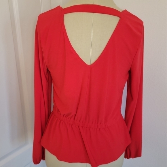 BAR III- Bar-Back Peplum Top - Red - Medium - Picture 7 of 8